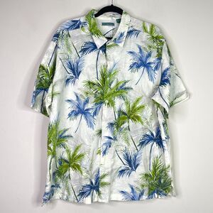 Cubavera Linen Cotton Palm Tree Button Up Tropical Hawaiian Shirt Men's Size XXL